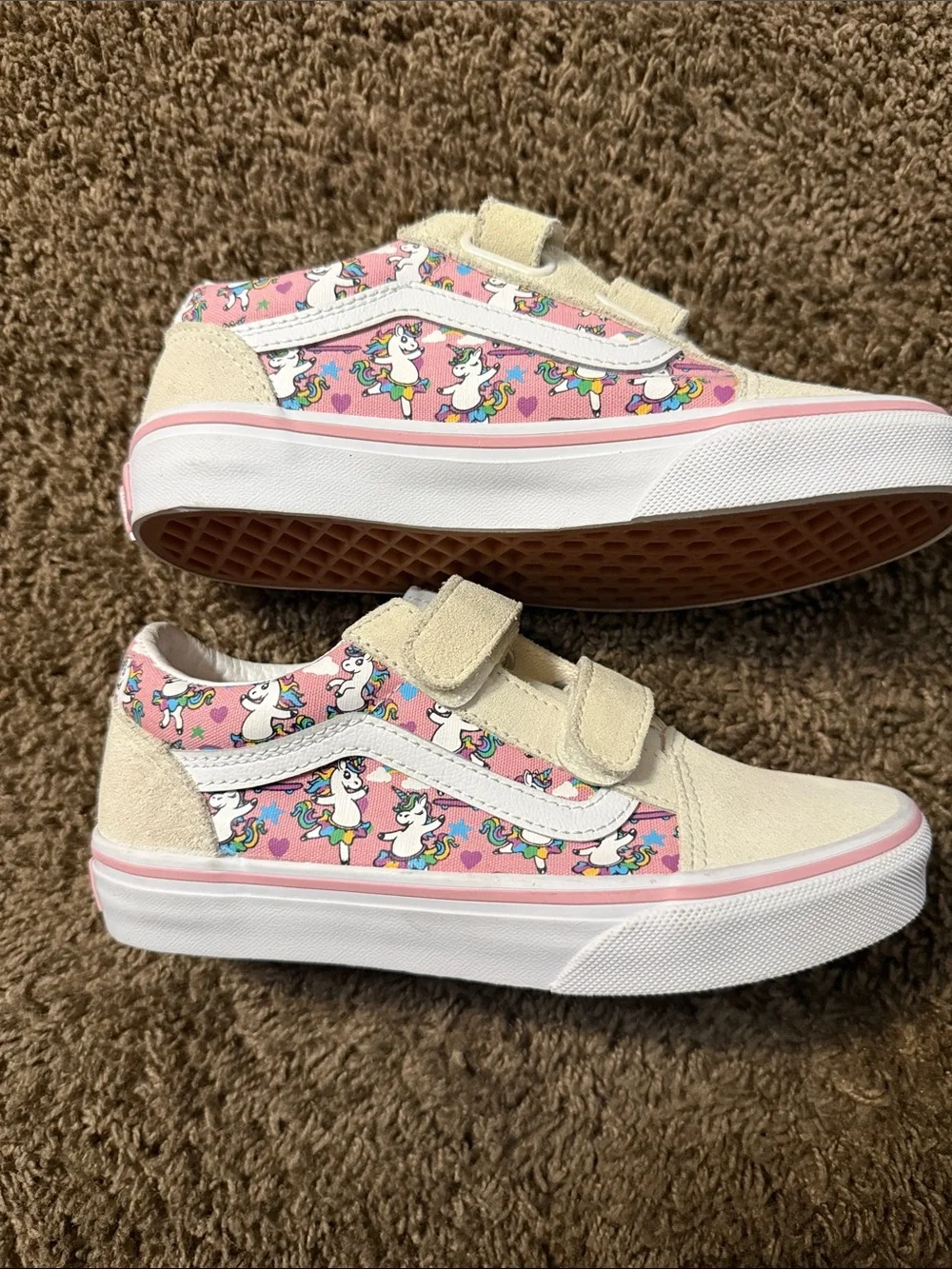 Vans Kids Unicorn Print Pink Velcro Sneakers size 2.5 kids